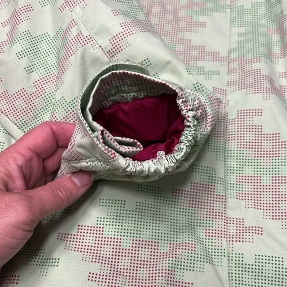 Burton Wanderlust Ski Snowboard Jacket Girls XL Lt. Green Geo Hooded Pink Parka - Picture 9 of 16